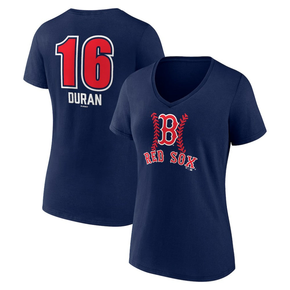 MLB Jarren Duran Boston Red Sox Women's Fastball Player Name & Number V-Neck T-Shirt