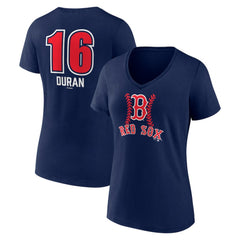 MLB Jarren Duran Boston Red Sox Women's Fastball Player Name & Number V-Neck T-Shirt