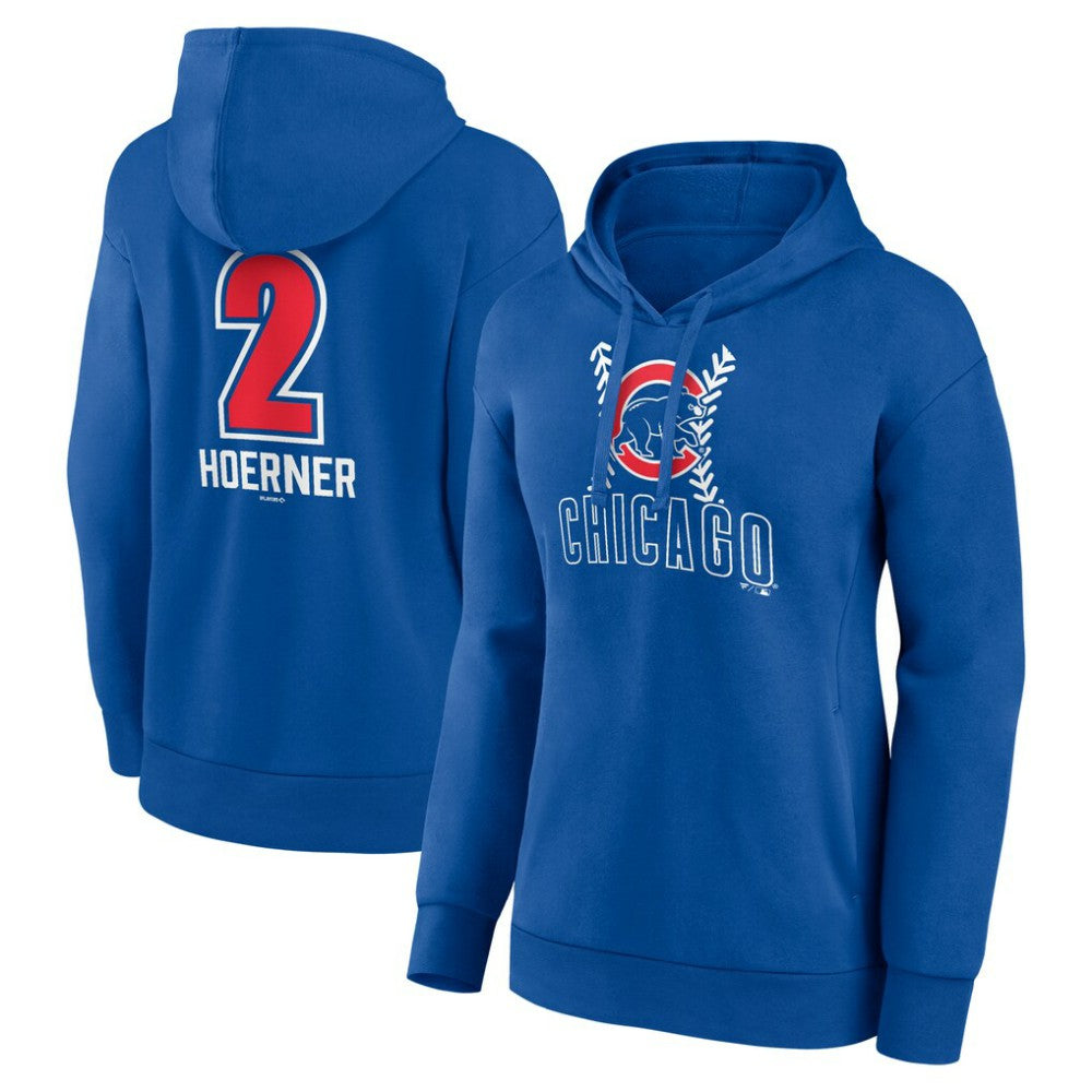 MLB Nico Hoerner Chicago Cubs Women's Fastball Player Name & Number Pullover Hoodie