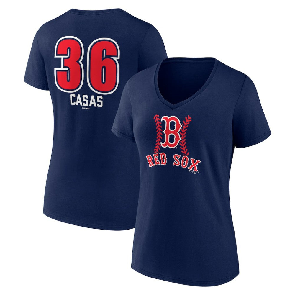 MLB Triston Casas Boston Red Sox Women's Fastball Player Name & Number V-Neck T-Shirt