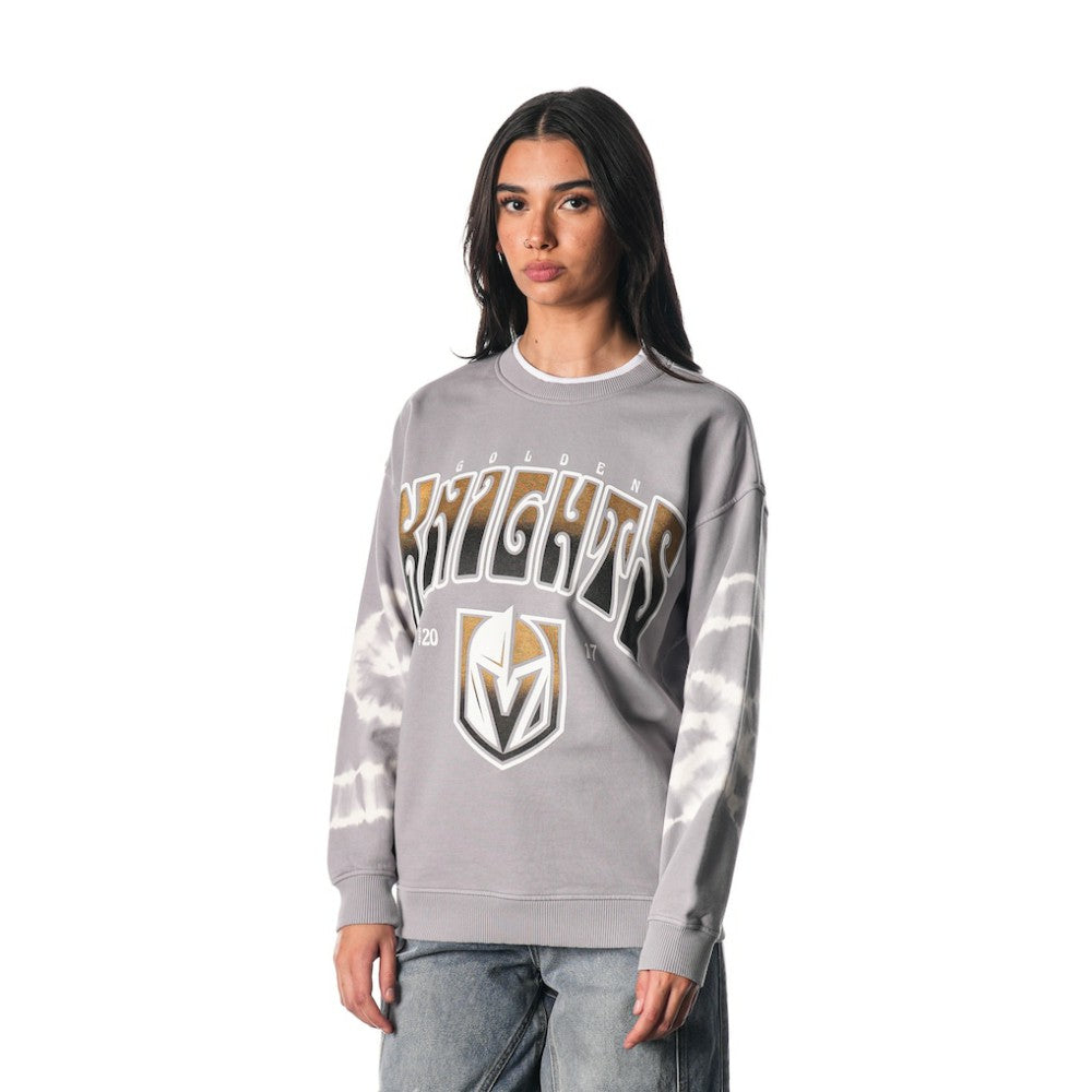 NHL Gray Vegas Golden Knights The Wild Collective Unisex Tie-Dye Double Collar Pullover Sweatshirt