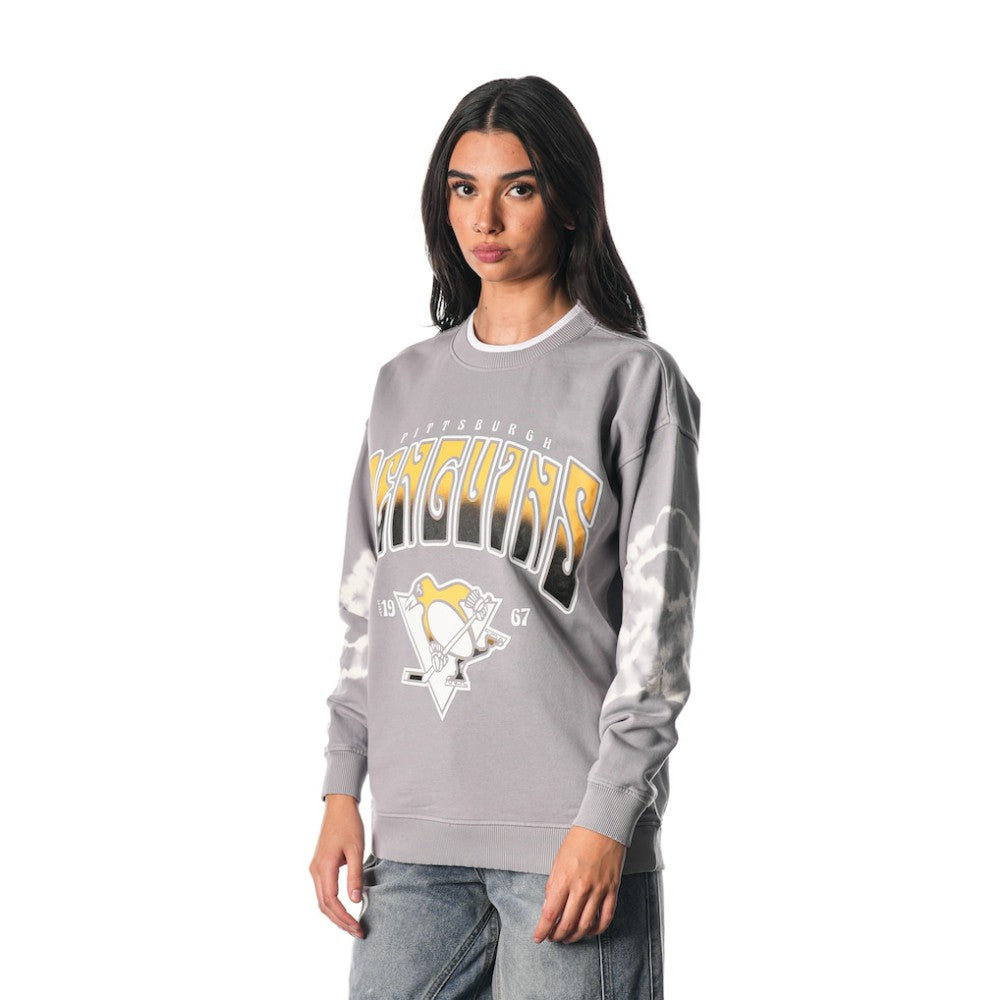 NHL Gray Pittsburgh Penguins The Wild Collective Unisex Tie-Dye Double Collar Pullover Sweatshirt
