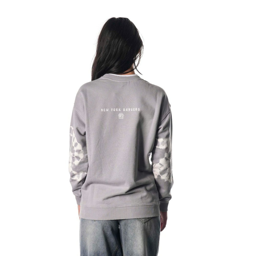 NHL Gray New York Rangers The Wild Collective Unisex Tie-Dye Double Collar Pullover Sweatshirt
