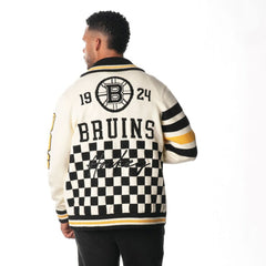 NHL Cream Boston Bruins The Wild Collective Unisex Jacquard Full-Zip Sweater