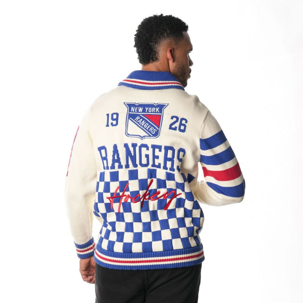 NHL Cream New York Rangers The Wild Collective Unisex Jacquard Full-Zip Sweater