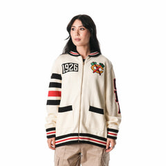 NHL Cream Chicago Blackhawks The Wild Collective Unisex Jacquard Full-Zip Sweater