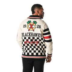 NHL Cream Chicago Blackhawks The Wild Collective Unisex Jacquard Full-Zip Sweater