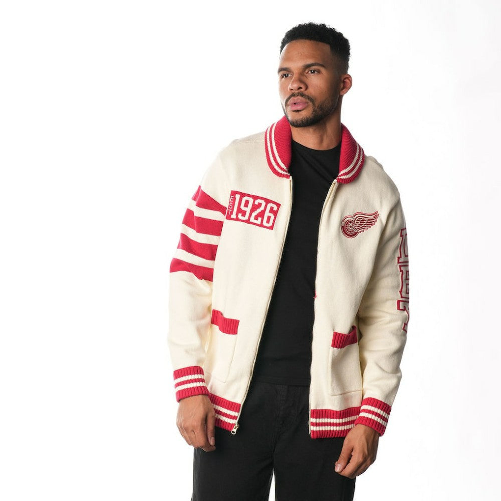 NHL Cream Detroit Red Wings The Wild Collective Unisex Jacquard Full-Zip Sweater