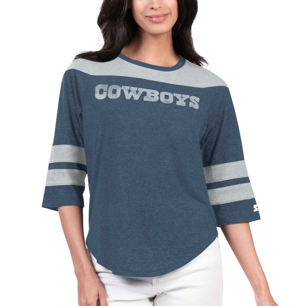 Starter Women's Fullback Tri-Blend 3/4-Sleeve T-Shirt - Dallas Cowboys