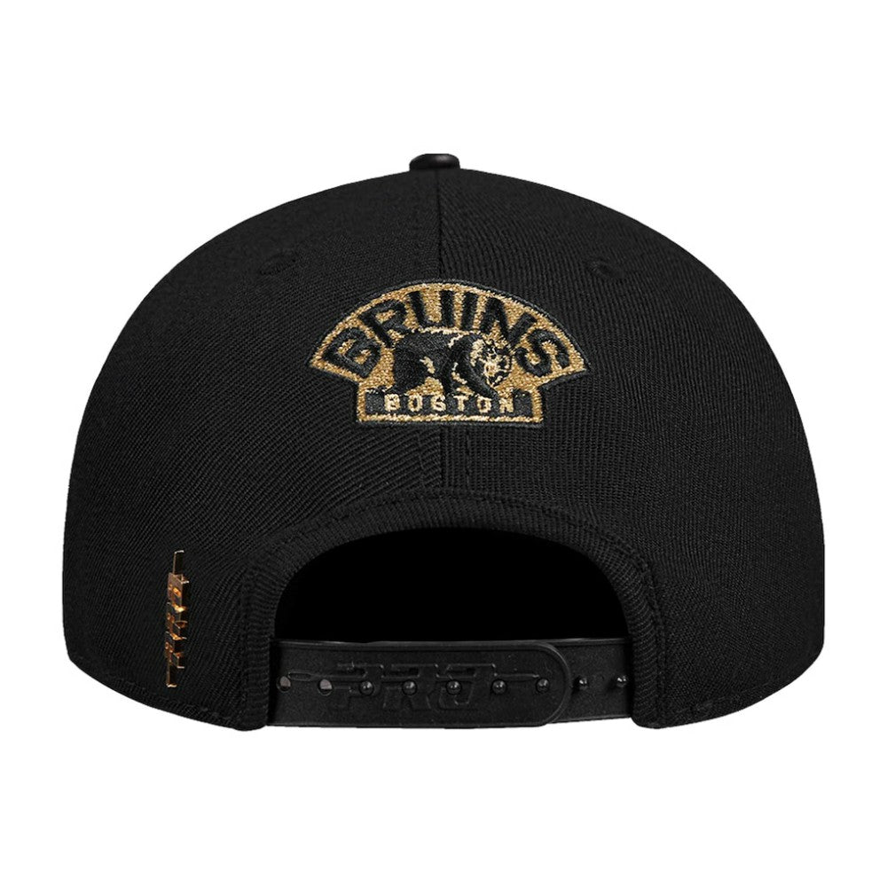 NHL Black Boston Bruins Pro Standard Metallic Logo Pinch Front Adjustable Hat