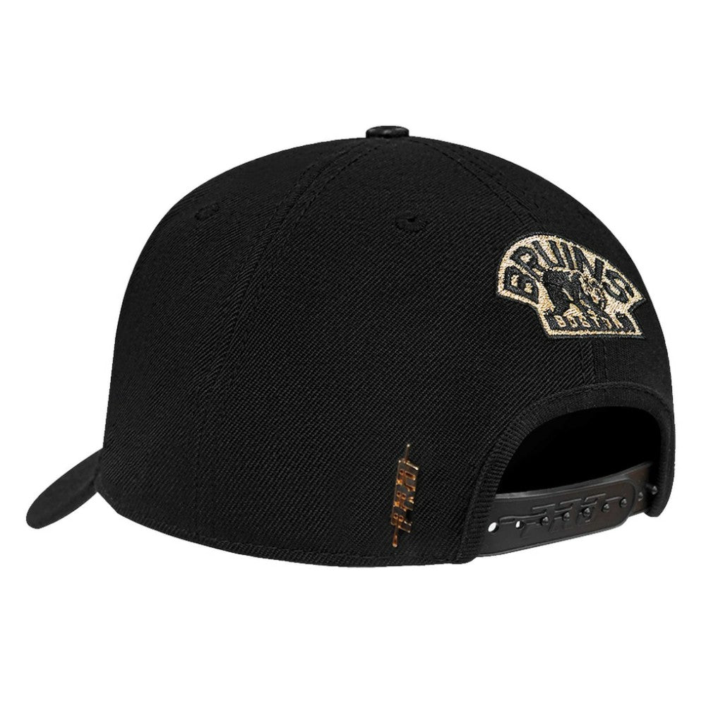 NHL Black Boston Bruins Pro Standard Metallic Logo Pinch Front Adjustable Hat