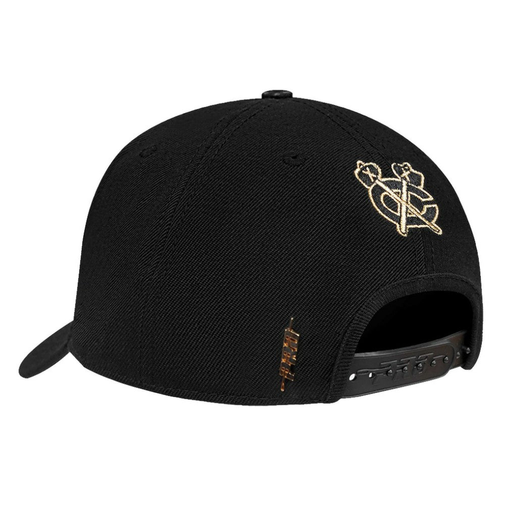 NHL Black Chicago Blackhawks Pro Standard Metallic Logo Pinch Front Adjustable Hat