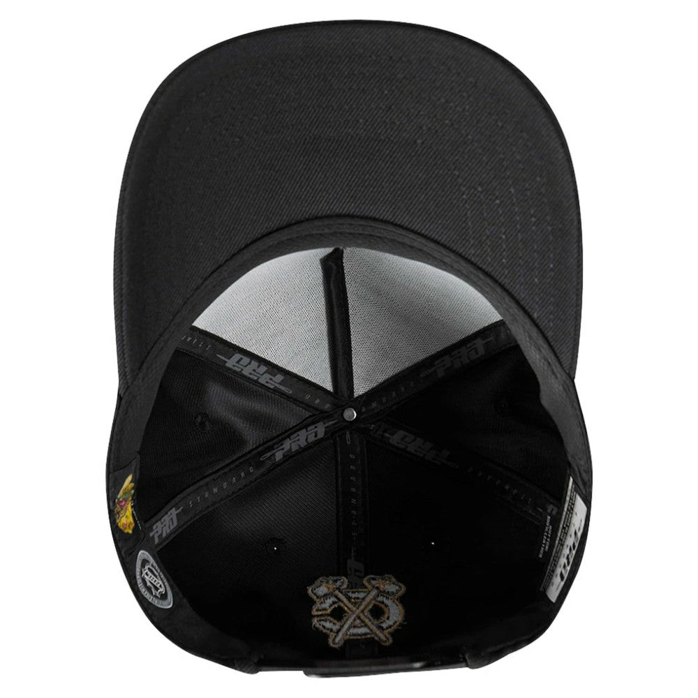 NHL Black Chicago Blackhawks Pro Standard Metallic Logo Pinch Front Adjustable Hat