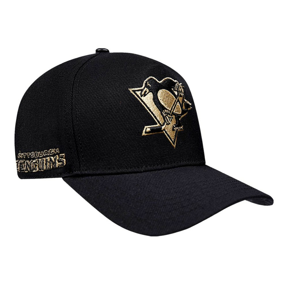 NHL Black Pittsburgh Penguins Pro Standard Metallic Logo Pinch Front Adjustable Hat