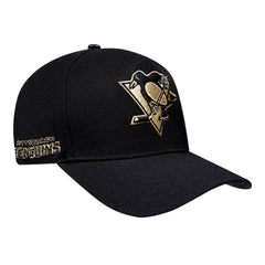NHL Black Pittsburgh Penguins Pro Standard Metallic Logo Pinch Front Adjustable Hat