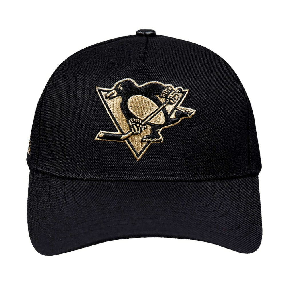 NHL Black Pittsburgh Penguins Pro Standard Metallic Logo Pinch Front Adjustable Hat