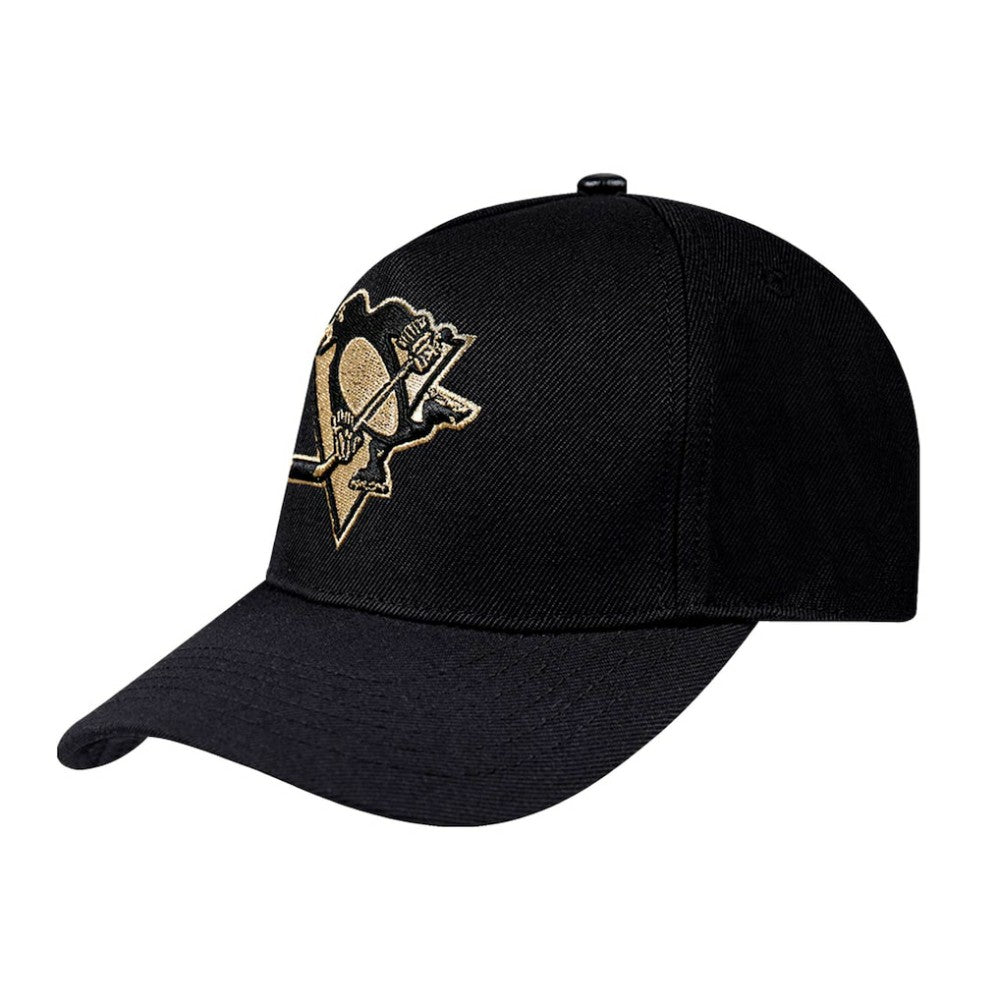 NHL Black Pittsburgh Penguins Pro Standard Metallic Logo Pinch Front Adjustable Hat