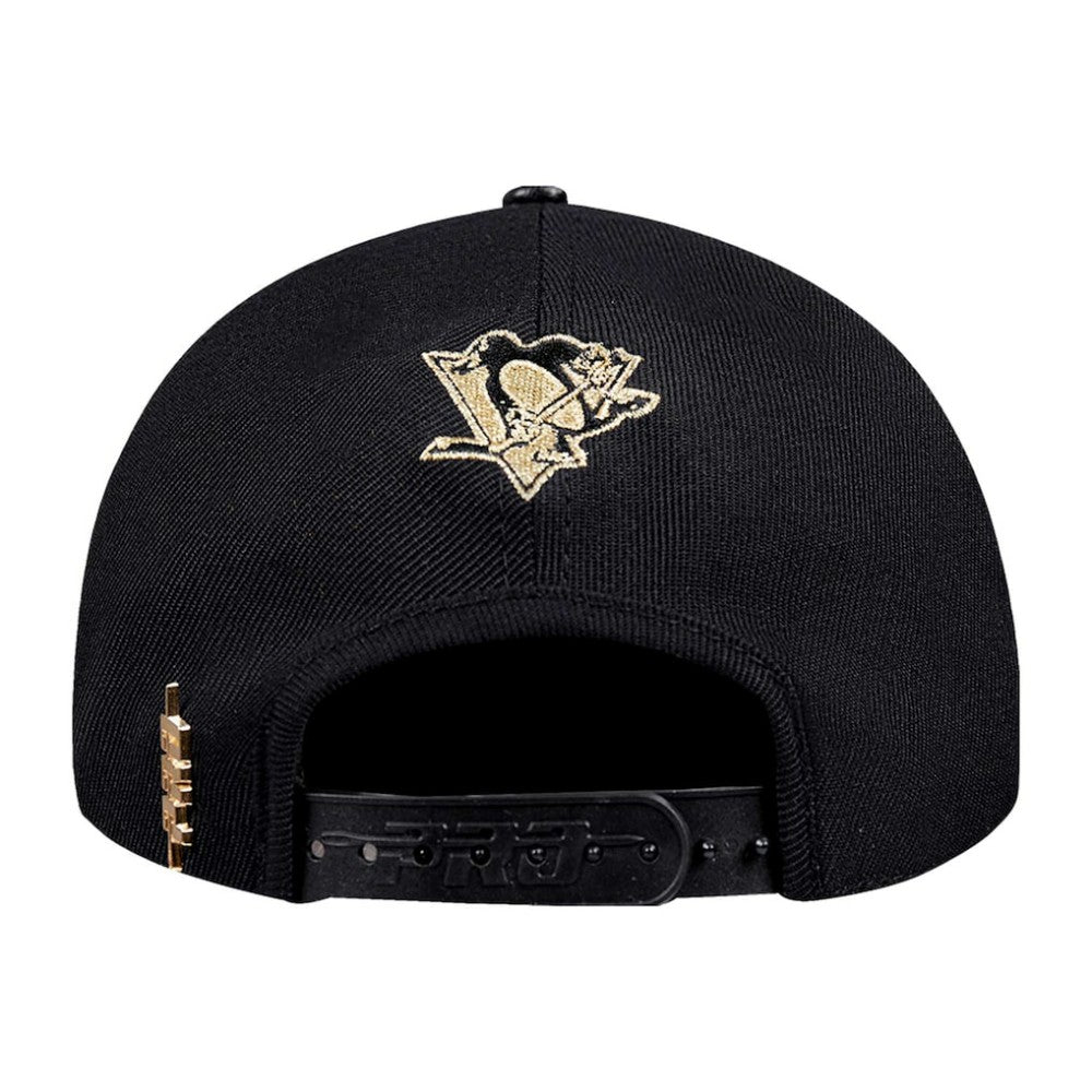 NHL Black Pittsburgh Penguins Pro Standard Metallic Logo Pinch Front Adjustable Hat