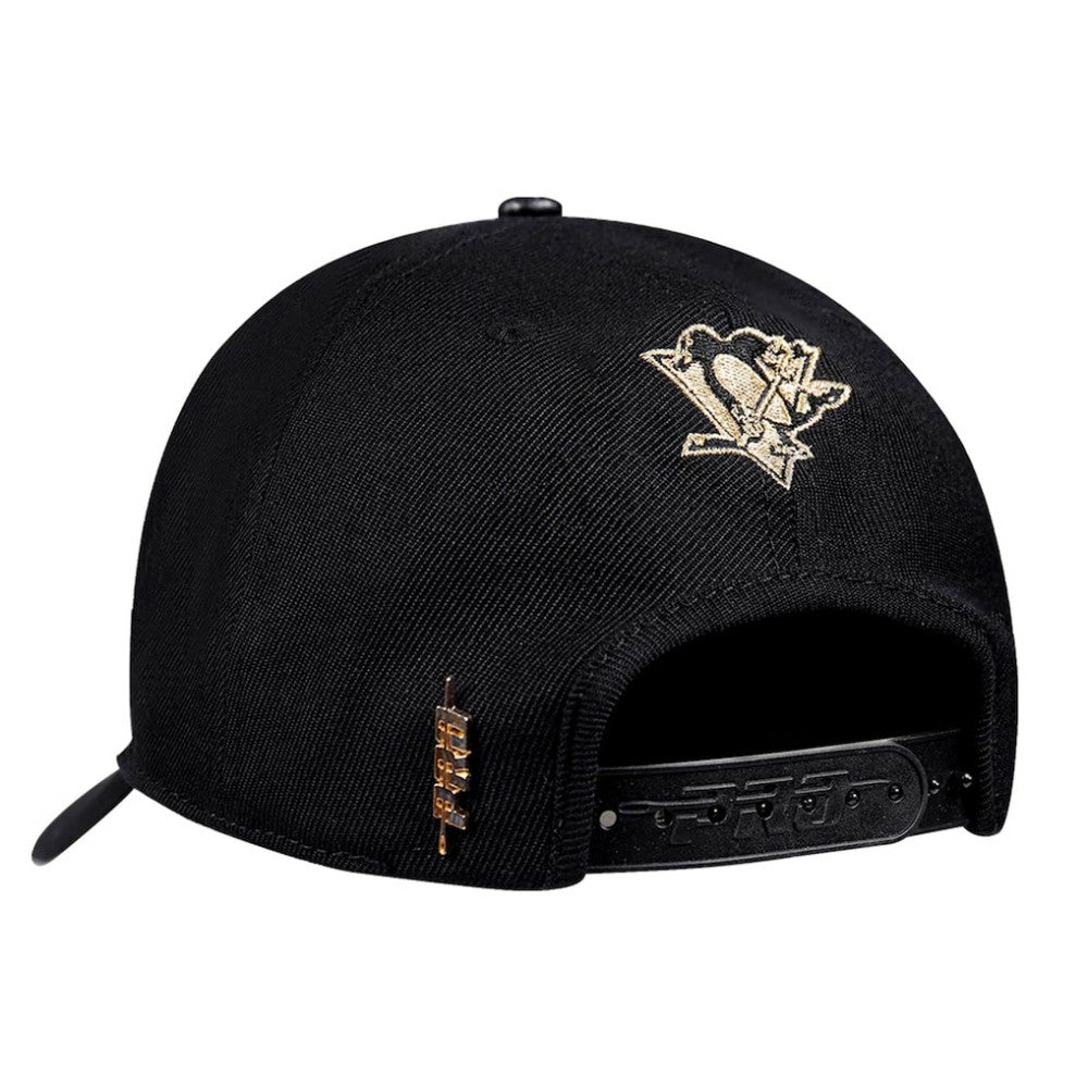 NHL Black Pittsburgh Penguins Pro Standard Metallic Logo Pinch Front Adjustable Hat