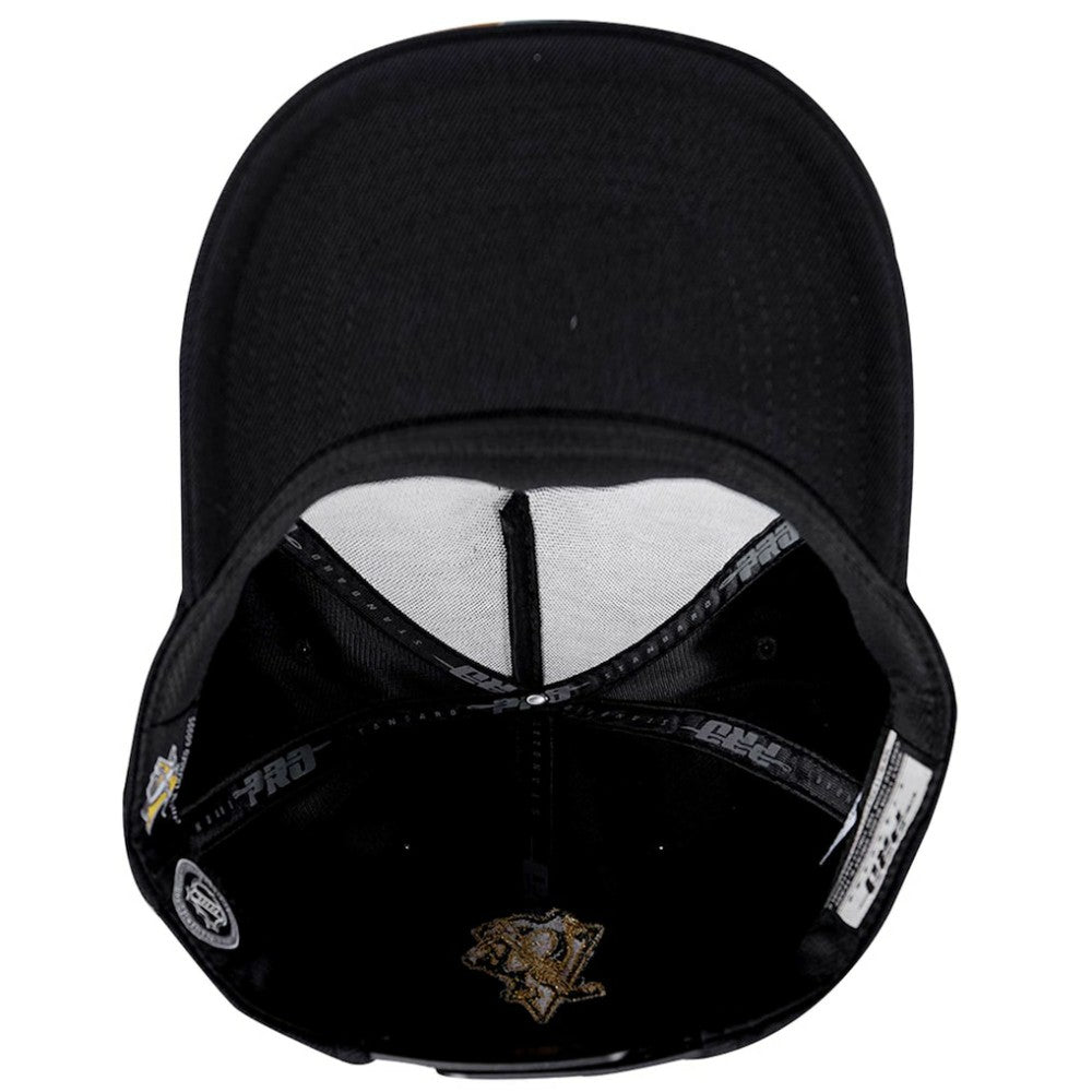 NHL Black Pittsburgh Penguins Pro Standard Metallic Logo Pinch Front Adjustable Hat