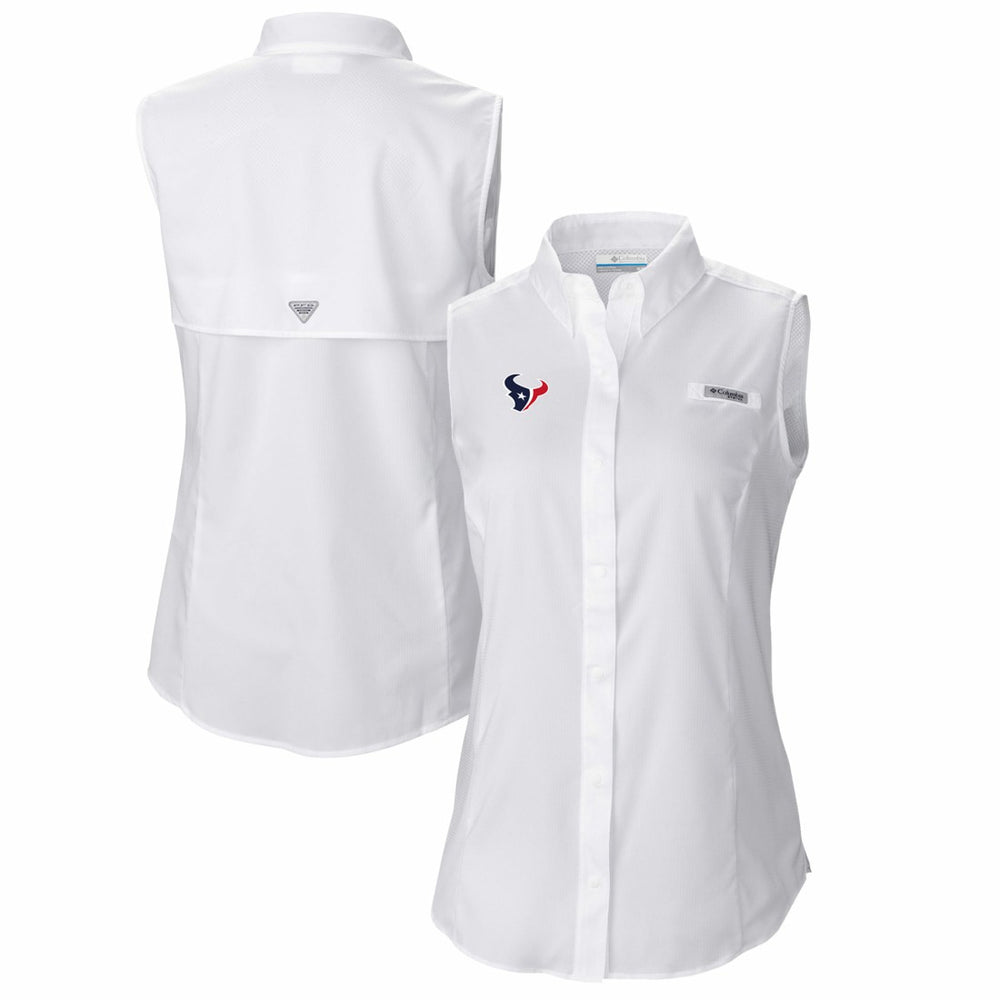 Women's PFG Tamiami Omni-Shade Sleeveless Button-Up Shirt - Houston Texans