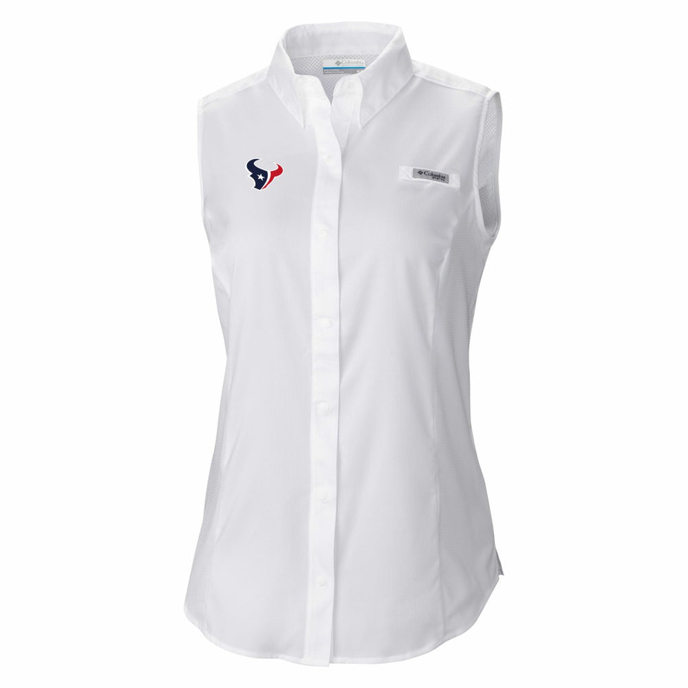 Women's PFG Tamiami Omni-Shade Sleeveless Button-Up Shirt - Houston Texans