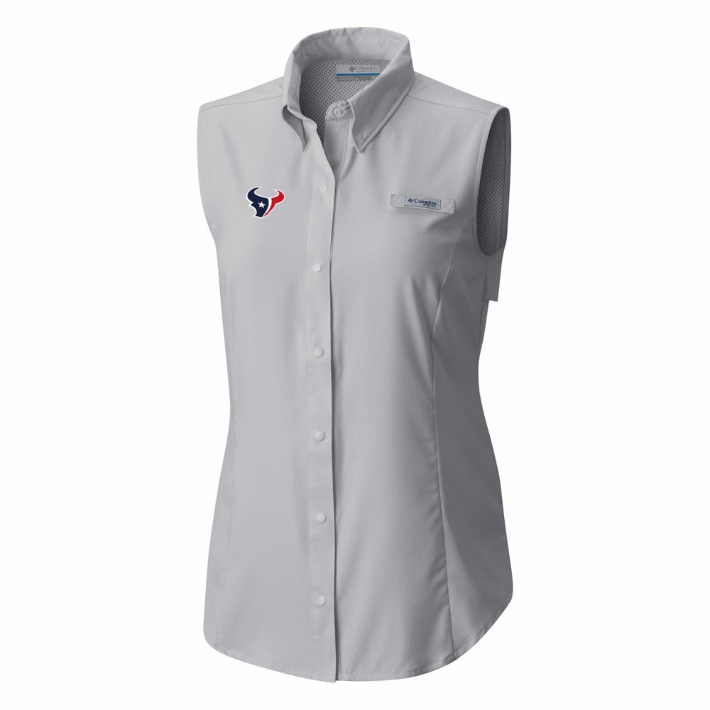 Women's PFG Tamiami Omni-Shade Sleeveless Button-Up Shirt - Houston Texans