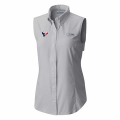 Women's PFG Tamiami Omni-Shade Sleeveless Button-Up Shirt - Houston Texans