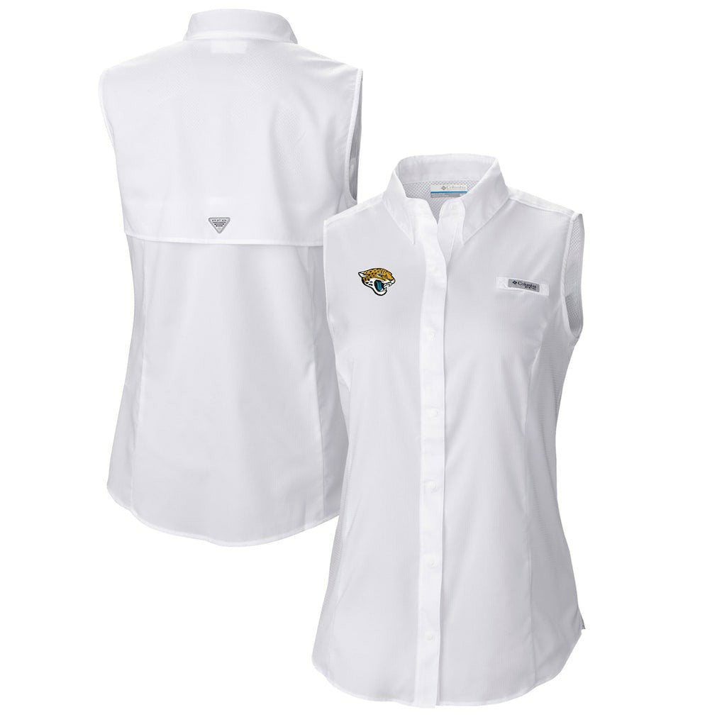Women's PFG Tamiami Omni-Shade Sleeveless Button-Up Shirt - Jacksonville Jaguars