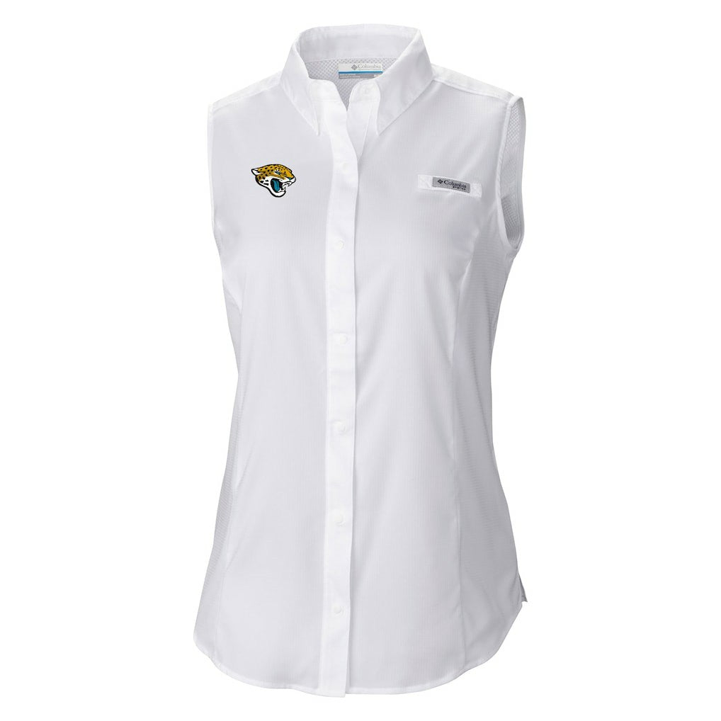 Women's PFG Tamiami Omni-Shade Sleeveless Button-Up Shirt - Jacksonville Jaguars