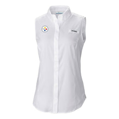 Women's PFG Tamiami Omni-Shade Sleeveless Button-Up Shirt - Pittsburgh Steelers
