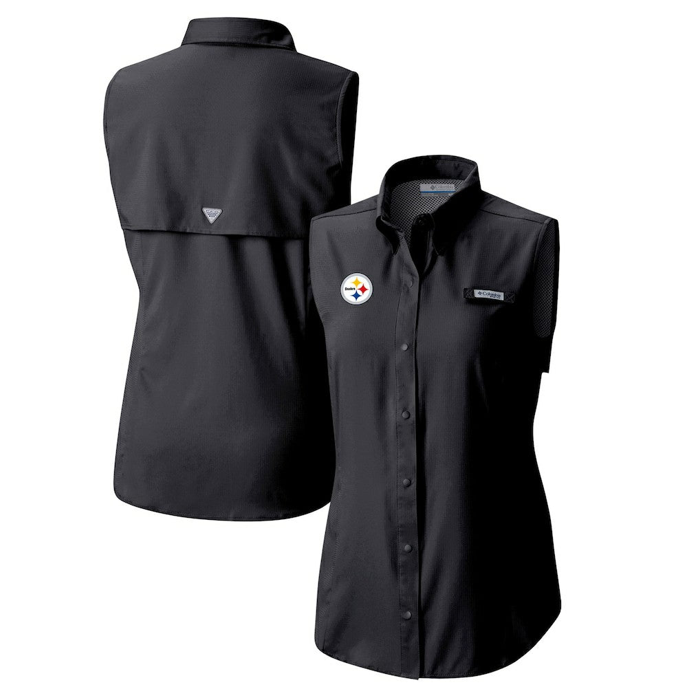Women's PFG Tamiami Omni-Shade Sleeveless Button-Up Shirt - Pittsburgh Steelers