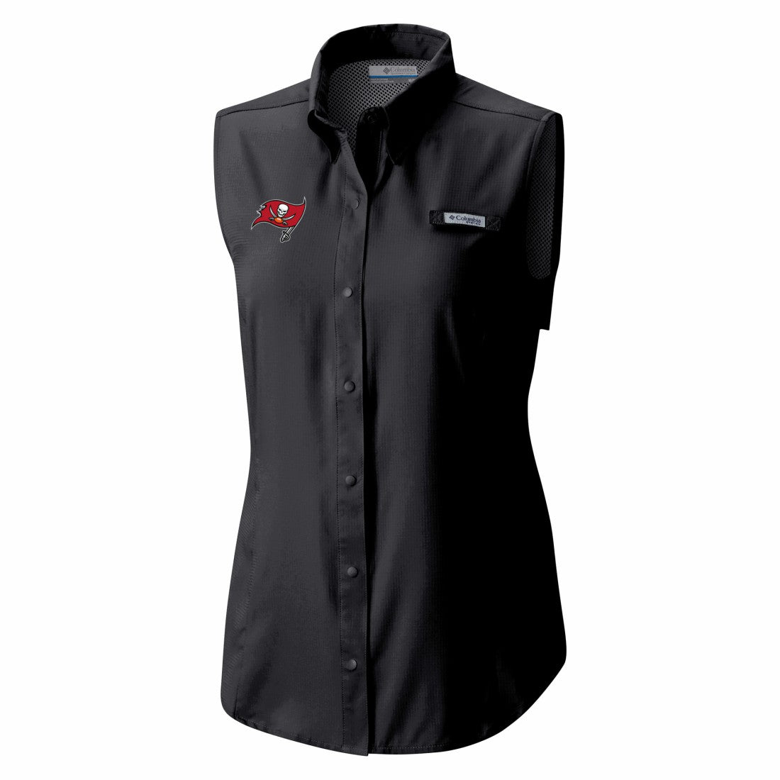 Women's PFG Tamiami Omni-Shade Sleeveless Button-Up Shirt - Tampa Bay Buccaneers