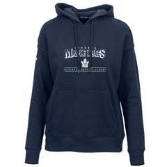 NHL Navy Toronto Maple Leafs Levelwear Women's Retro Adorn Spellout Pullover Hoodie