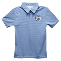 Manchester City Vive La Fete Youth Pencil Stripe Polo -  Sky Blue