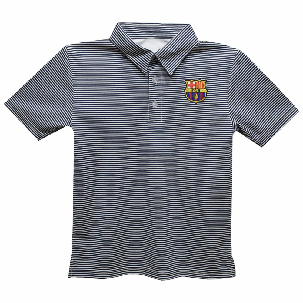 Barcelona Vive La Fete Youth Pencil Stripe Polo -  Navy
