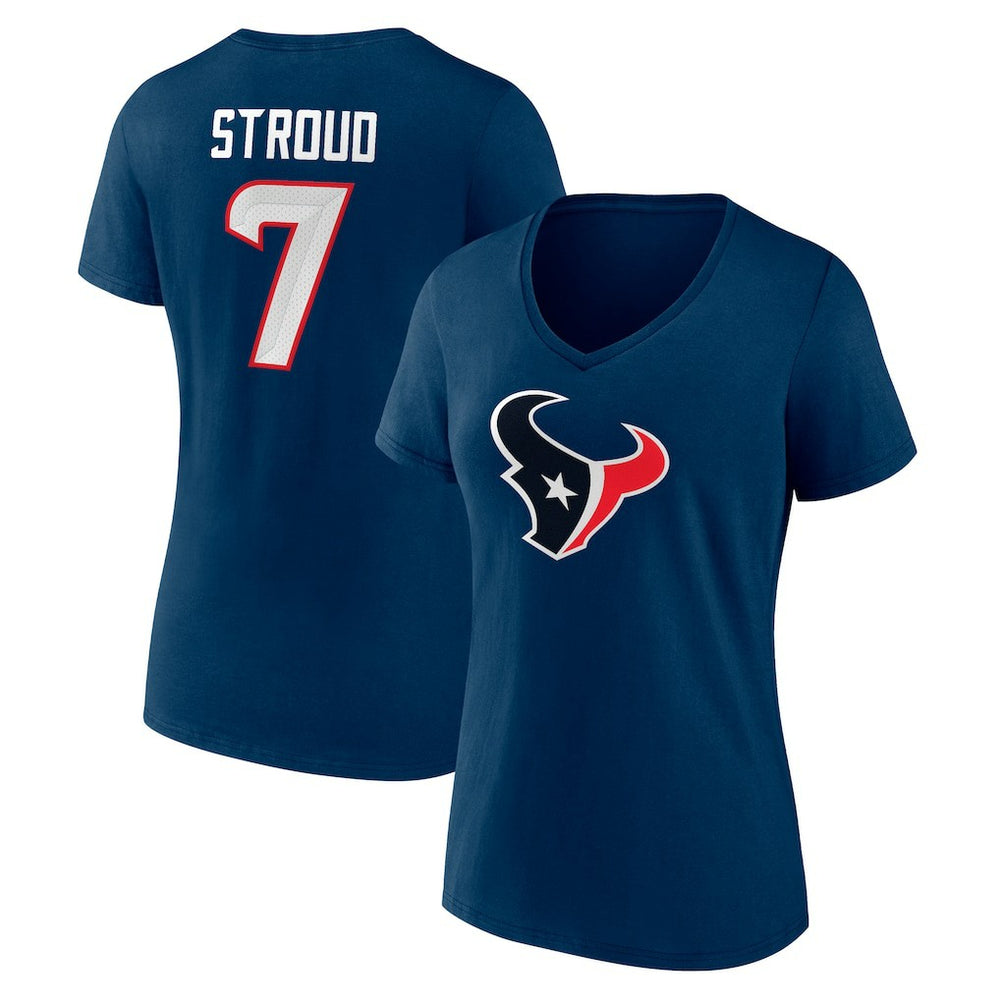 C.J. Stroud  Women's Icon Player Name & Number V-Neck T-Shirt - Houston Texans