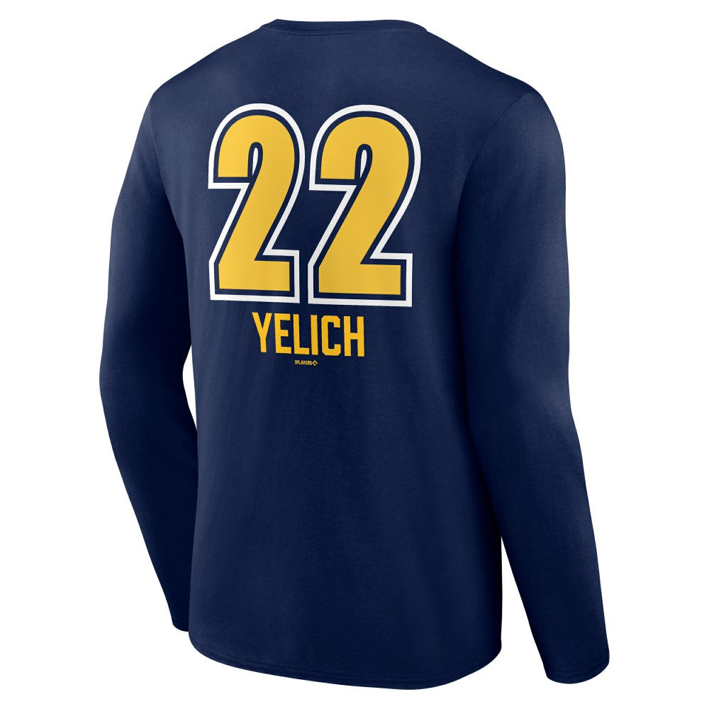 MLB Christian Yelich Milwaukee Brewers Name & Number Fastball Long Sleeve T-Shirt