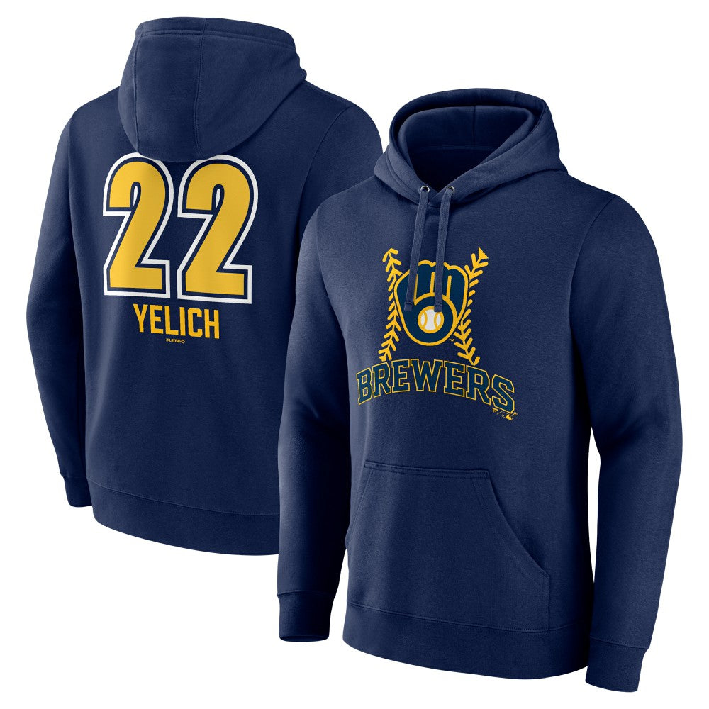 MLB Christian Yelich Milwaukee Brewers Name & Number Fastball Pullover Hoodie