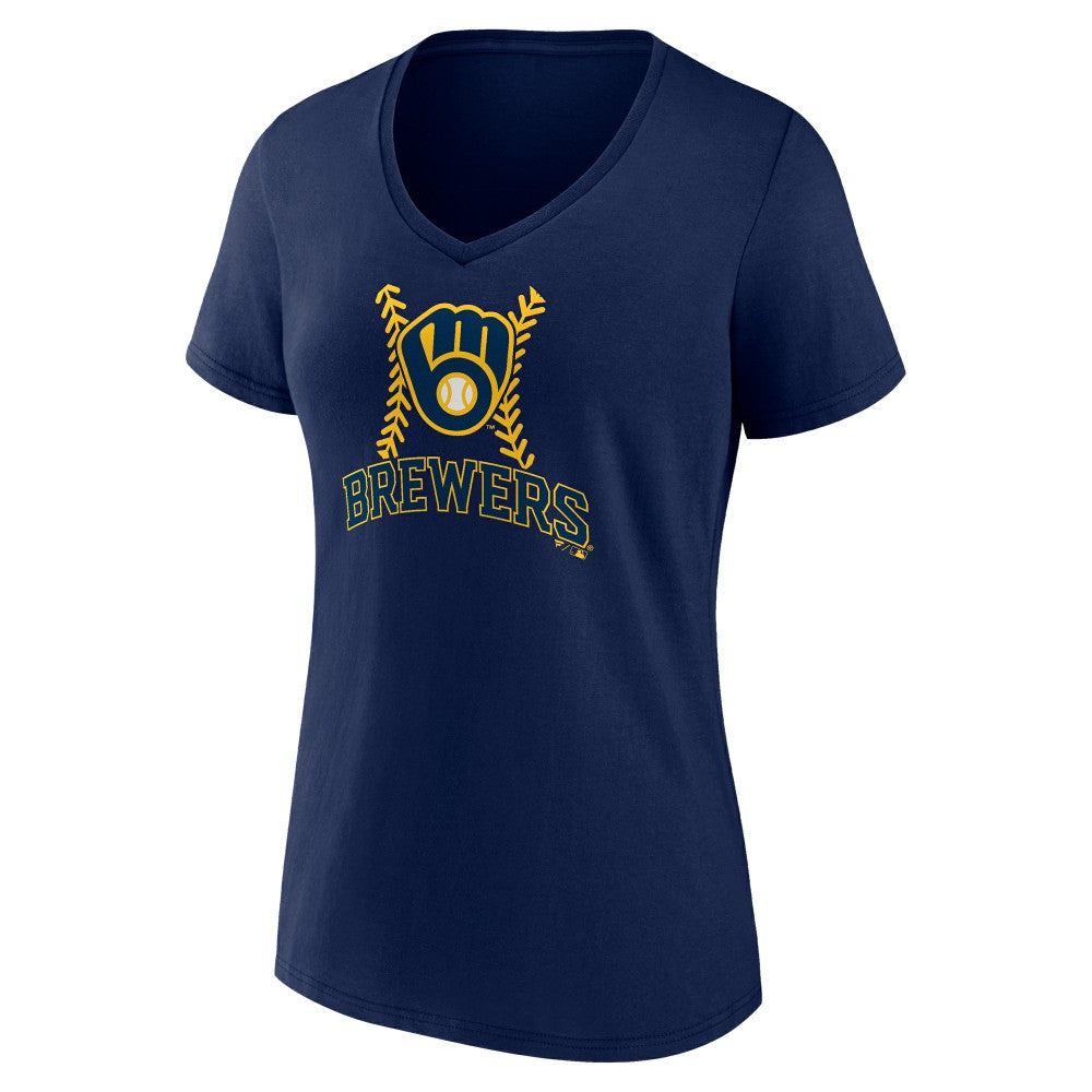 MLB Christian Yelich Milwaukee Brewers Women's Name & Number Fastball V-Neck T-Shirt
