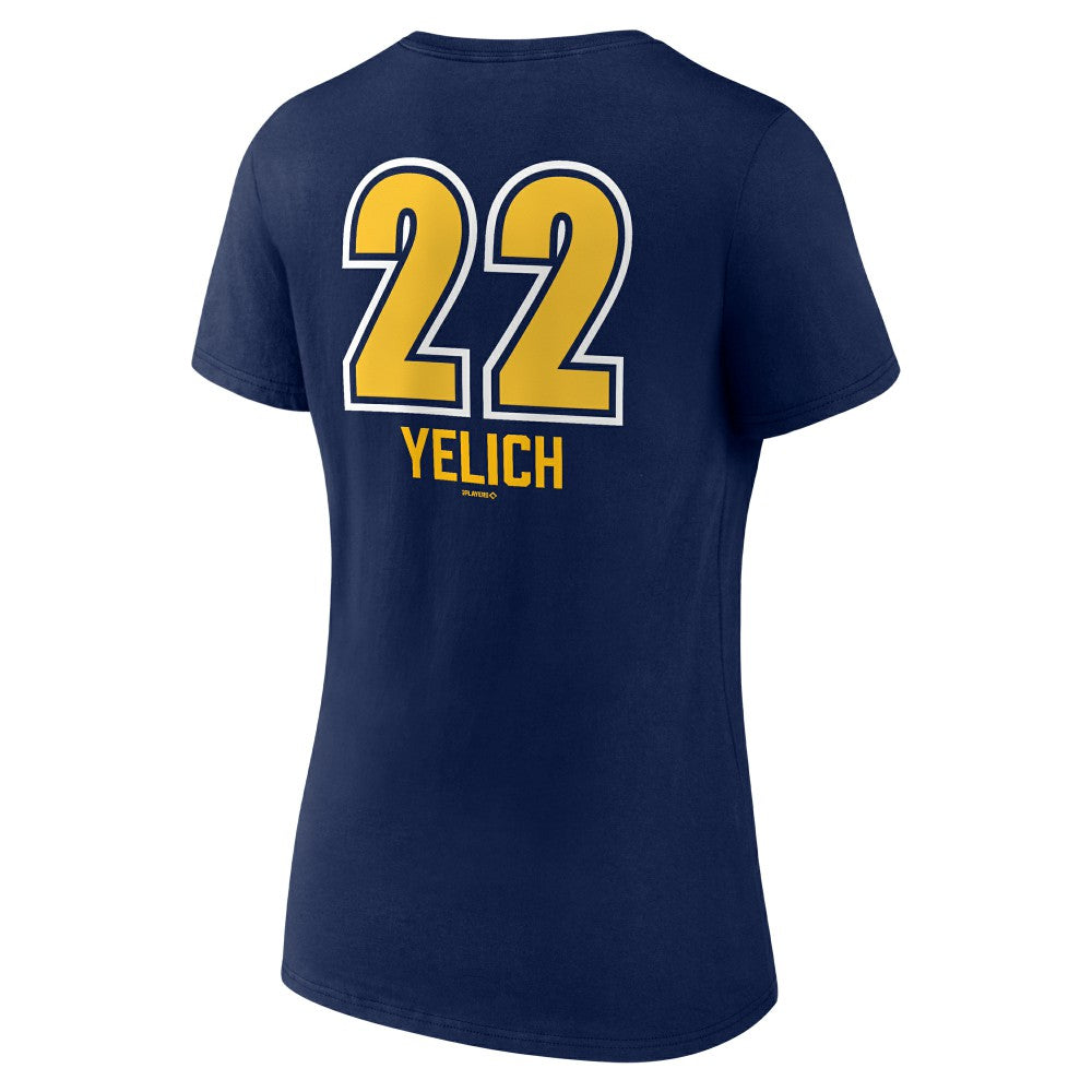 MLB Christian Yelich Milwaukee Brewers Women's Name & Number Fastball V-Neck T-Shirt
