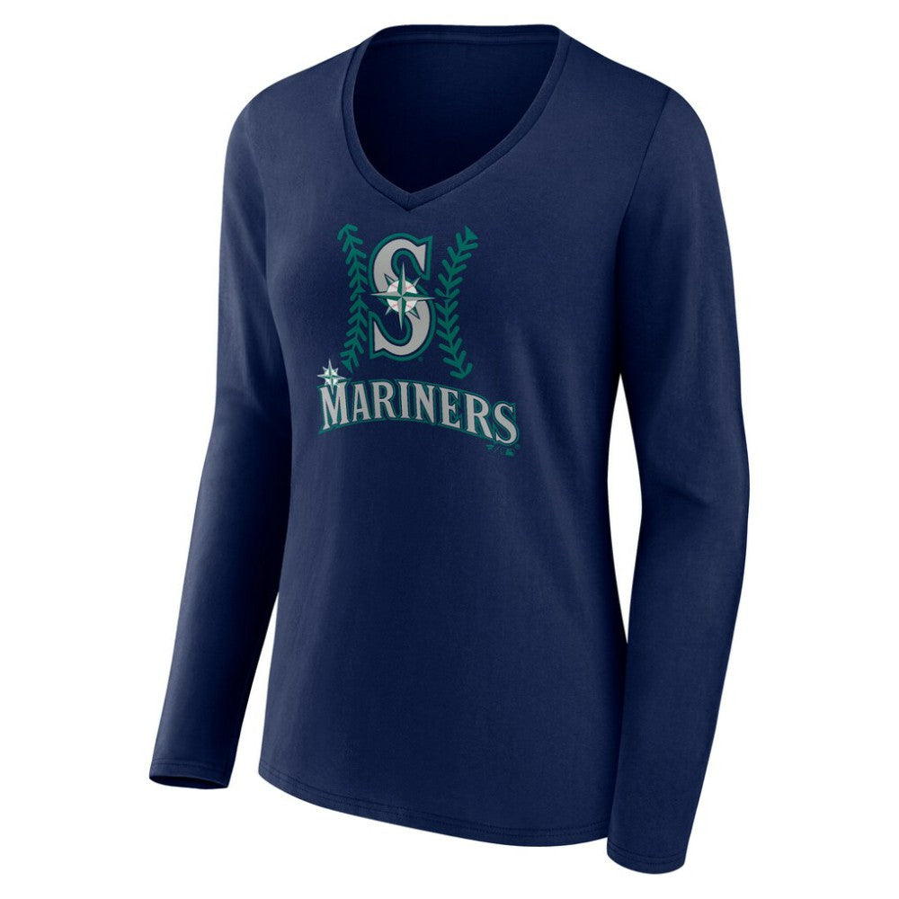 MLB Julio Rodríguez Seattle Mariners Women's Name & Number Fastball V-Neck Long Sleeve T-Shirt