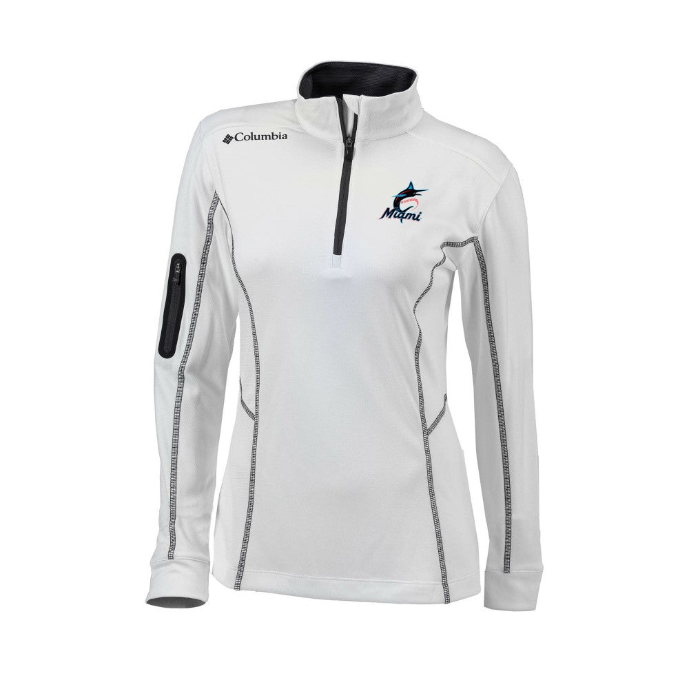 MLB Miami Marlins Columbia Women's Omni-Wick Shotgun Quarter-Zip Pullover Top