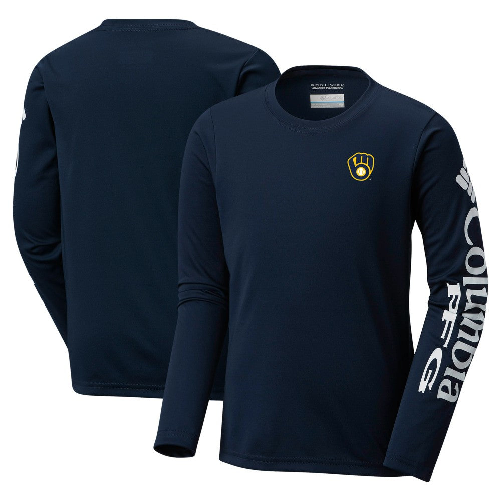 MLB Milwaukee Brewers Columbia Youth Terminal Tackle Long Sleeve T-Shirt