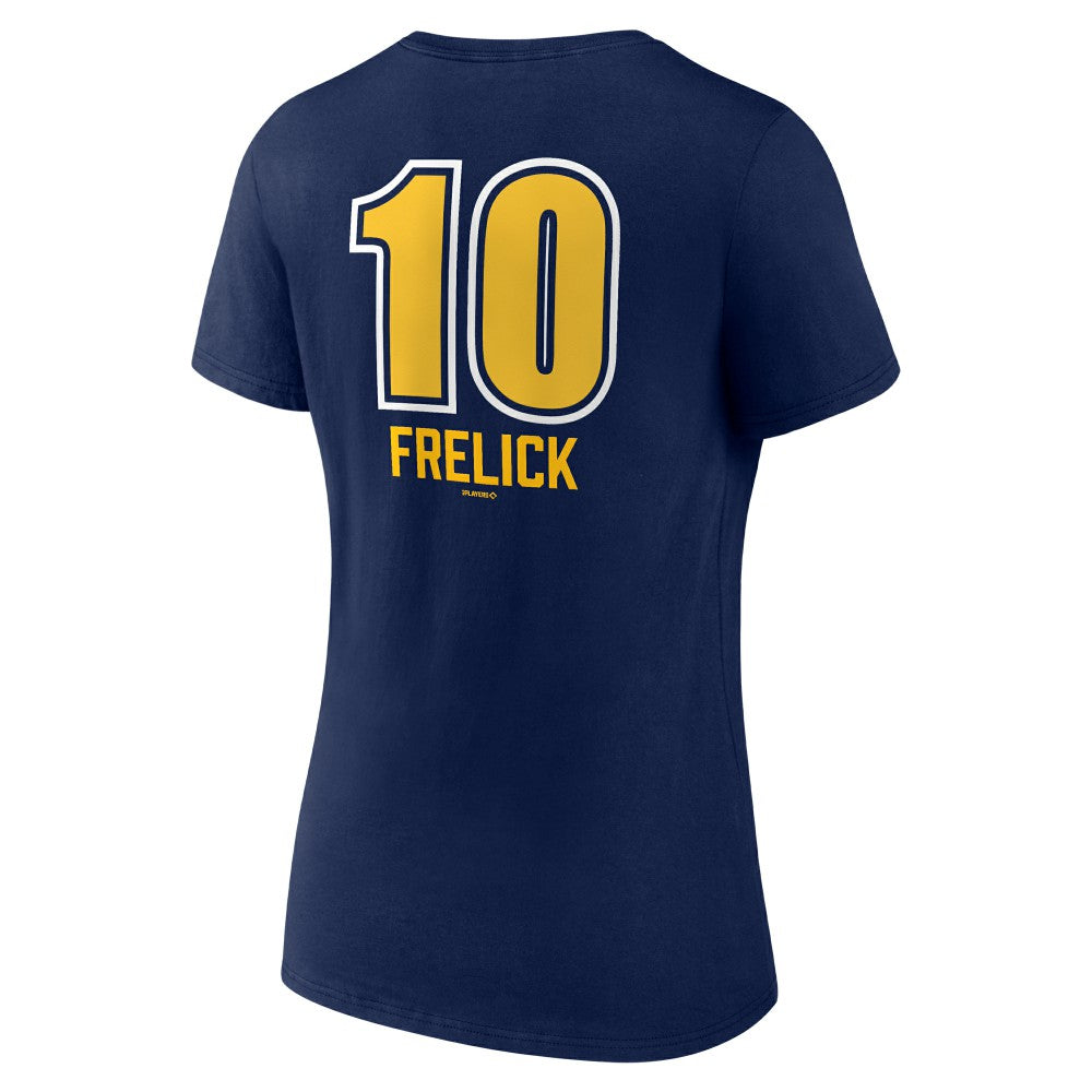MLB Sal Frelick Milwaukee Brewers Women's Name & Number Fastball V-Neck T-Shirt