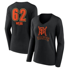 MLB Logan Webb San Francisco Giants Women's Name & Number Fastball V-Neck Long Sleeve T-Shirt