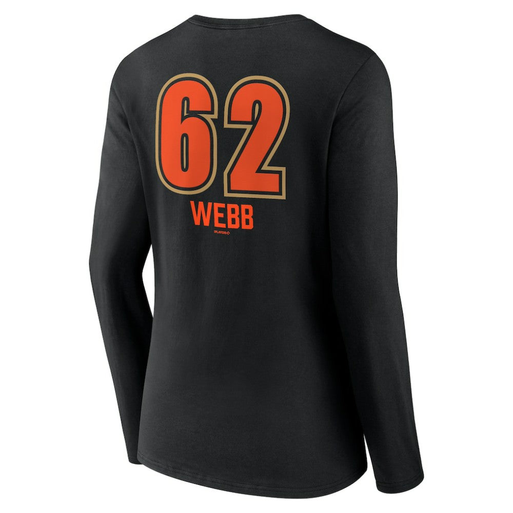 MLB Logan Webb San Francisco Giants Women's Name & Number Fastball V-Neck Long Sleeve T-Shirt