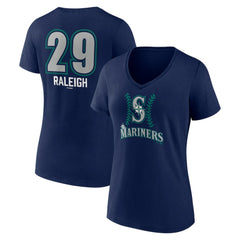 MLB Cal Raleigh Seattle Mariners Women's Name & Number Fastball V-Neck T-Shirt