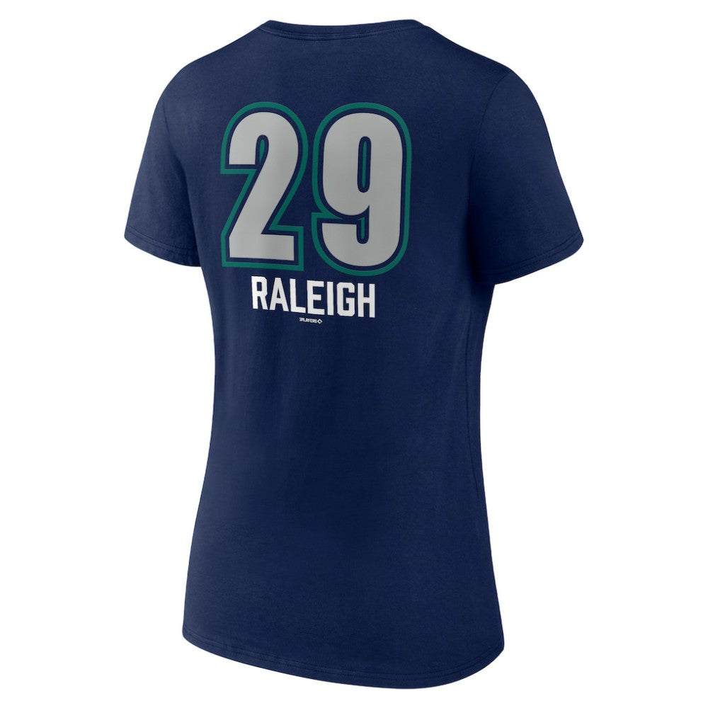 MLB Cal Raleigh Seattle Mariners Women's Name & Number Fastball V-Neck T-Shirt