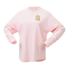 NHL Pink Seattle Kraken Fanatics Women's Spirit Jersey Long Sleeve T-Shirt
